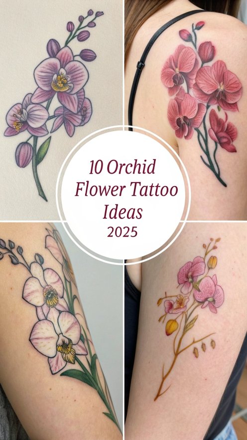 You are currently viewing 10 Orchid Flower Tattoo Ideas 2025 and Symbolism for Luxury