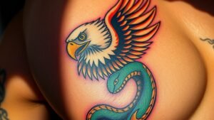 Read more about the article Eagle Snake Tattoo Meaning and Symbolism